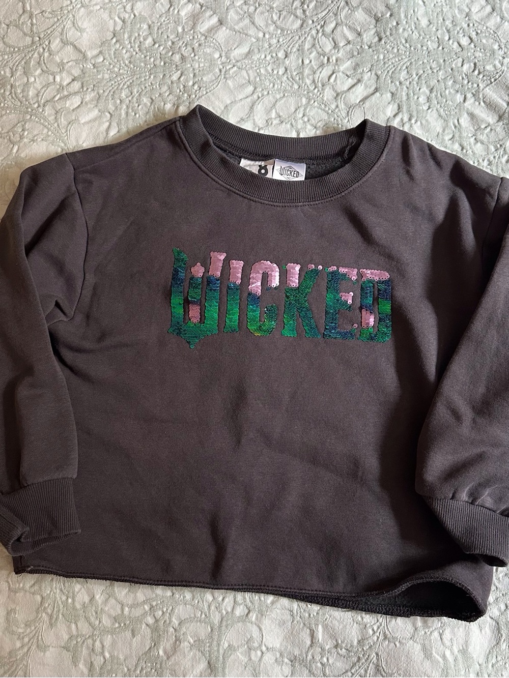 Sequin ‘WICKED’ LOGO Kids Sweatshirt - Black